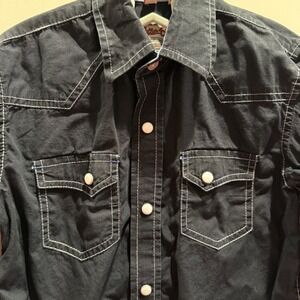 Rafter C Cowboy Collection Western Shirt Boys Size S Black ProFlex Pearl Snap